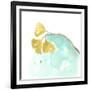 Teal and Ochre Ginko VI-June Vess-Framed Art Print