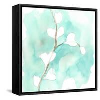 Teal and Ochre Ginko VII-June Vess-Framed Stretched Canvas