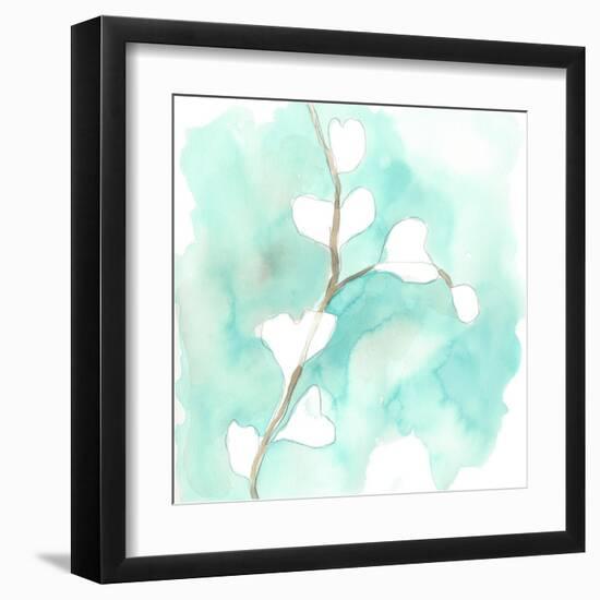 Teal and Ochre Ginko VII-June Vess-Framed Art Print