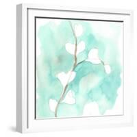 Teal and Ochre Ginko VII-June Vess-Framed Art Print