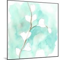 Teal and Ochre Ginko VII-June Vess-Mounted Art Print