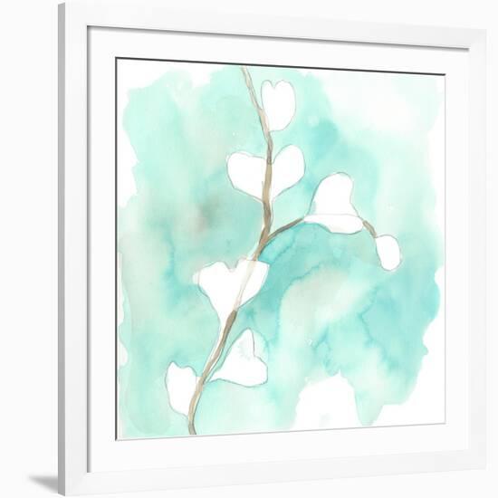 Teal and Ochre Ginko VII-June Vess-Framed Art Print