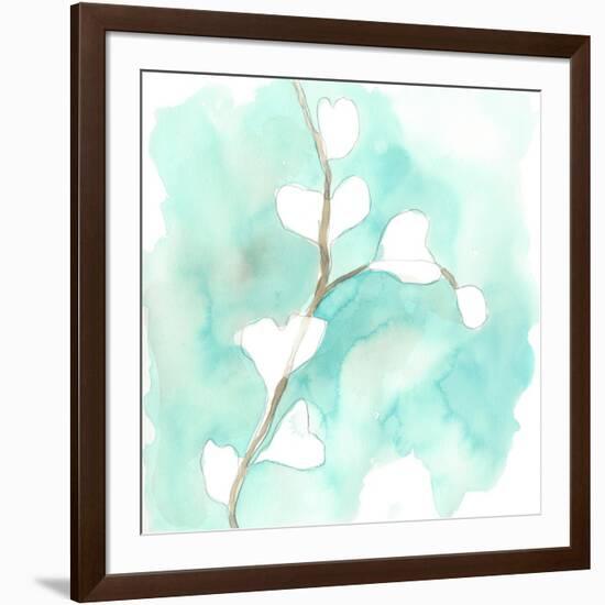 Teal and Ochre Ginko VII-June Vess-Framed Art Print