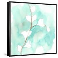 Teal and Ochre Ginko VII-June Vess-Framed Stretched Canvas