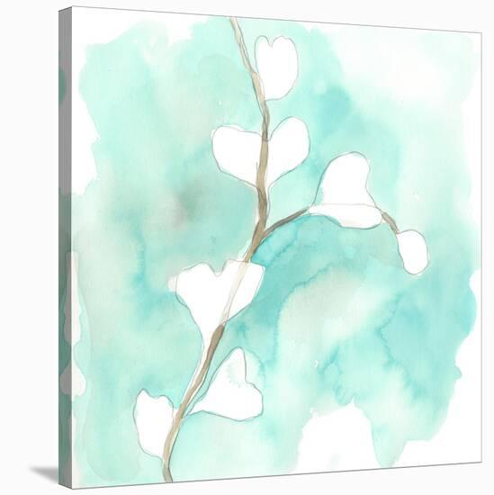 Teal and Ochre Ginko VII-June Vess-Stretched Canvas