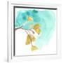 Teal and Ochre Ginko VIII-June Vess-Framed Art Print