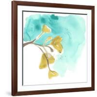 Teal and Ochre Ginko VIII-June Vess-Framed Art Print