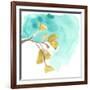 Teal and Ochre Ginko VIII-June Vess-Framed Art Print