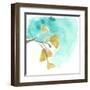 Teal and Ochre Ginko VIII-June Vess-Framed Art Print