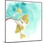 Teal and Ochre Ginko VIII-June Vess-Mounted Art Print