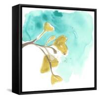 Teal and Ochre Ginko VIII-June Vess-Framed Stretched Canvas