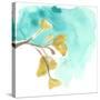 Teal and Ochre Ginko VIII-June Vess-Stretched Canvas