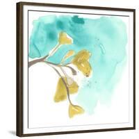 Teal and Ochre Ginko VIII-June Vess-Framed Premium Giclee Print