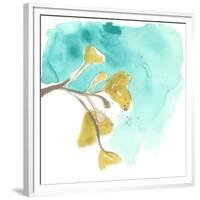 Teal and Ochre Ginko VIII-June Vess-Framed Premium Giclee Print