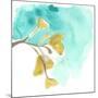 Teal and Ochre Ginko VIII-June Vess-Mounted Premium Giclee Print