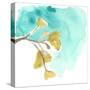 Teal and Ochre Ginko VIII-June Vess-Stretched Canvas