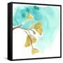 Teal and Ochre Ginko VIII-June Vess-Framed Stretched Canvas