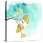 Teal and Ochre Ginko VIII-June Vess-Stretched Canvas