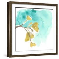 Teal and Ochre Ginko VIII-June Vess-Framed Art Print