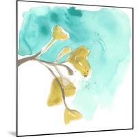 Teal and Ochre Ginko VIII-June Vess-Mounted Art Print