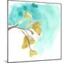 Teal and Ochre Ginko VIII-June Vess-Mounted Art Print