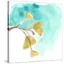 Teal and Ochre Ginko VIII-June Vess-Stretched Canvas