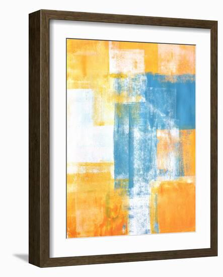 Teal And Orange Abstract Art Painting-T30Gallery-Framed Art Print