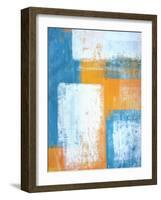 Teal And Orange Abstract Art Painting-T30Gallery-Framed Art Print