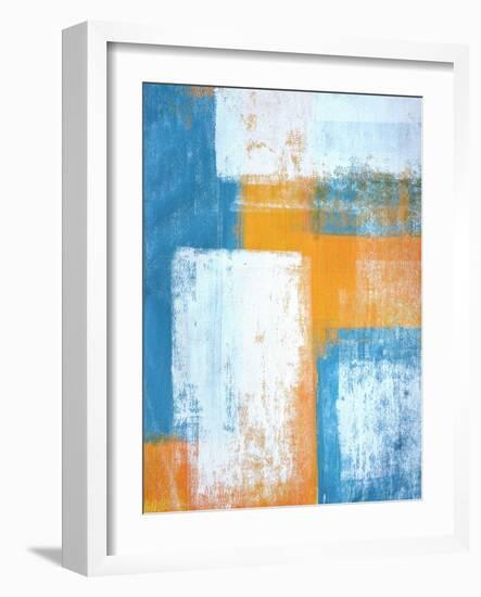 Teal And Orange Abstract Art Painting-T30Gallery-Framed Art Print