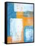 Teal And Orange Abstract Art Painting-T30Gallery-Framed Stretched Canvas