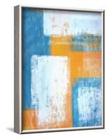 Teal And Orange Abstract Art Painting-T30Gallery-Framed Art Print