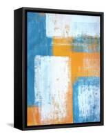 Teal And Orange Abstract Art Painting-T30Gallery-Framed Stretched Canvas