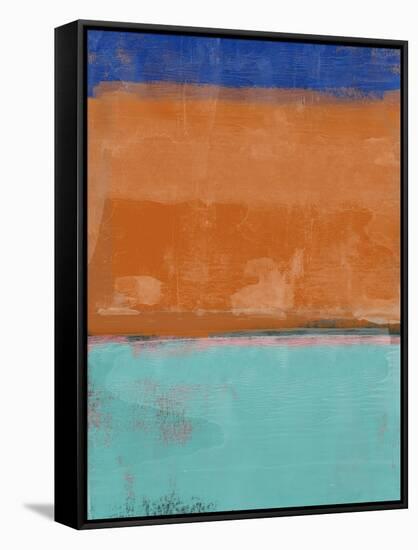 Teal and Orange Abstract Study-Emma Moore-Framed Stretched Canvas