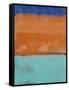 Teal and Orange Abstract Study-Emma Moore-Framed Stretched Canvas