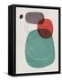 Teal and Red Abstract Shapes-Eline Isaksen-Framed Stretched Canvas