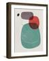 Teal and Red Abstract Shapes-Eline Isaksen-Framed Art Print