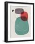 Teal and Red Abstract Shapes-Eline Isaksen-Framed Art Print