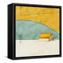 Teal and Yellow Barn-Ynon Mabat-Framed Stretched Canvas