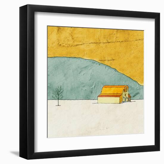 Teal and Yellow Barn-Ynon Mabat-Framed Art Print