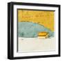 Teal and Yellow Barn-Ynon Mabat-Framed Art Print