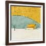 Teal and Yellow Barn-Ynon Mabat-Framed Art Print