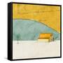 Teal and Yellow Barn-Ynon Mabat-Framed Stretched Canvas