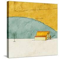 Teal and Yellow Barn-Ynon Mabat-Stretched Canvas