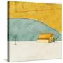 Teal and Yellow Barn-Ynon Mabat-Stretched Canvas