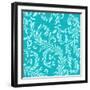 Teal Aqua Damask-Tina Lavoie-Framed Giclee Print