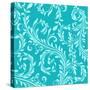 Teal Aqua Damask-Tina Lavoie-Stretched Canvas