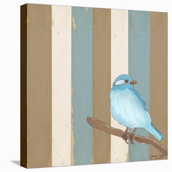 Teal Bird With Stripes-Tammy Kushnir-Stretched Canvas