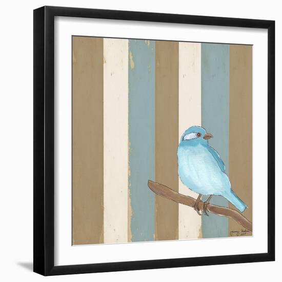 Teal Bird With Stripes-Tammy Kushnir-Framed Giclee Print