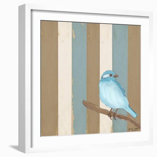 Teal Bird With Stripes-Tammy Kushnir-Framed Giclee Print