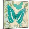 Teal Butterfly I-Alan Hopfensperger-Mounted Art Print